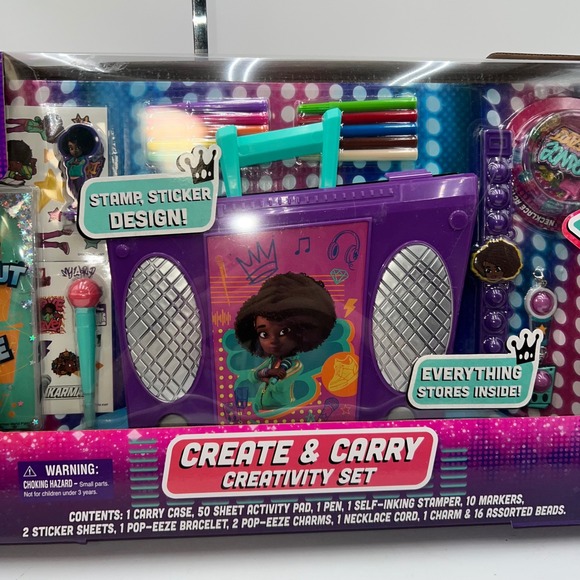 Karmas World Create Carry Creativity Set Boombox Activity Pad Markers Stickers - Picture 3 of 10